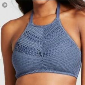 Crochet boho Festival high neck swim suit bikini top CY